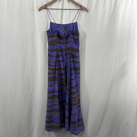 Samsoe Samsoe Annah Iris Tide Strappy Side Button Midi Dress Womens Size S - Picture 2 of 13